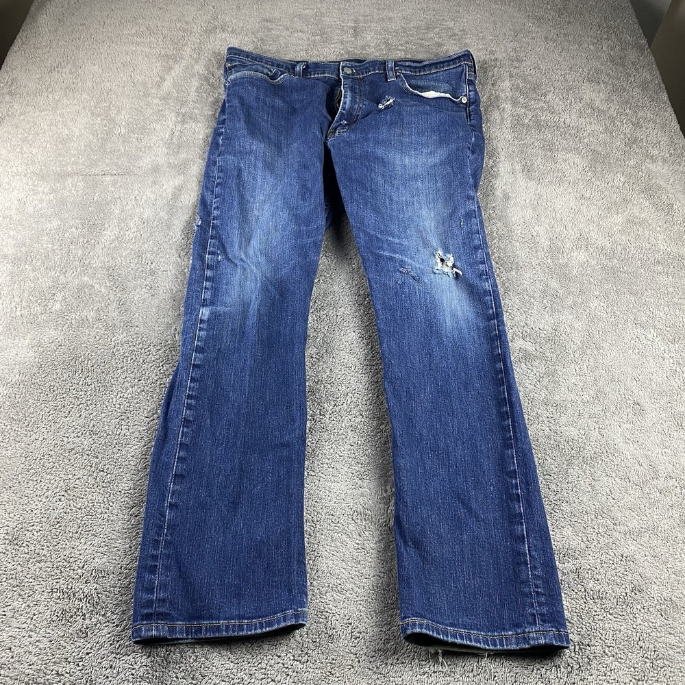 Levis 513 Slim Straight Jeans Mens 36x30 Blue Medium Wash Mid Rise Denim
